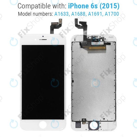 Ecran pentru iPhone 6S, White, Sticlă tactilă cu ramă