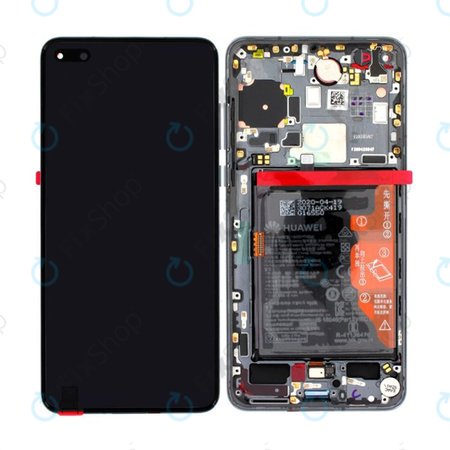 Huawei P40 - Ecran LCD + Sticlă Tactilă + Ramă + Baterie + Senzor de Amprentă (Black) - 02353MFA Genuine Service Pack