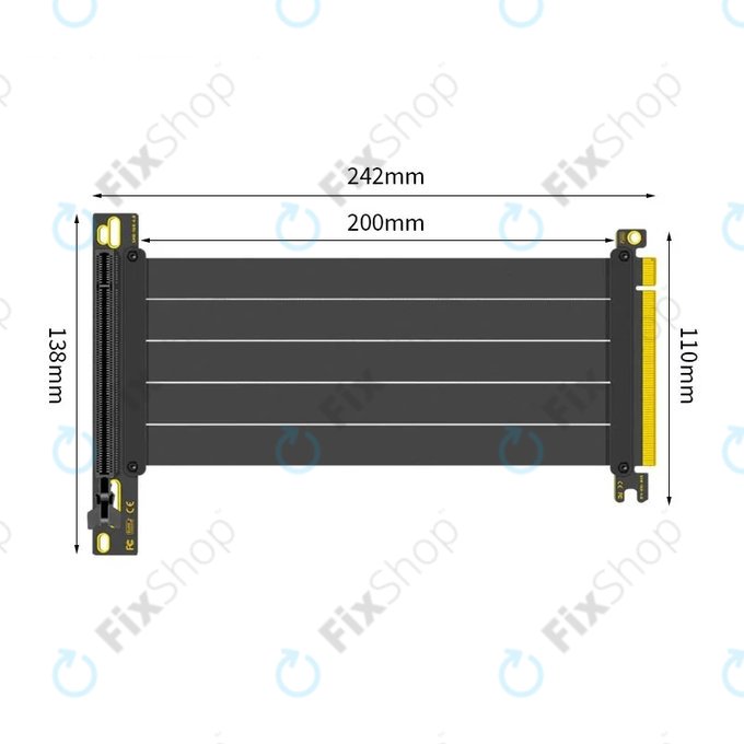 Cablu riser PCIe 4.0 x16 pentru placă video, 20cm, negru