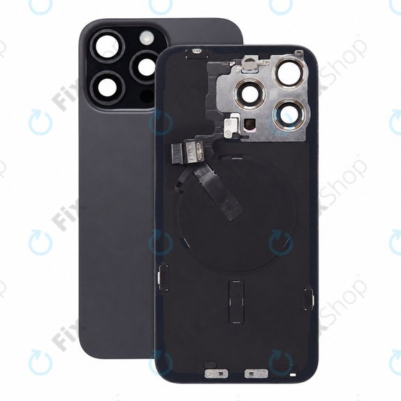 Sticlă carcasă spate pentru iPhone 15 Pro Max, Black Titanium, Pulled A