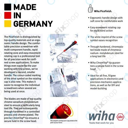 Wiha PicoFinish® 260P - Şurubelniţă de precizie - 0,8 mm