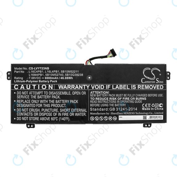Încărcător pentru Lenovo Yoga 720-13, 730-13, 6000mAh, Li-Pol, 7.68V, L16L4PB1, HQ