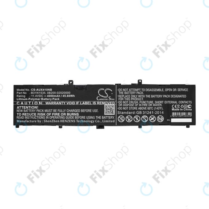 Baterie pentru Asus UX310, UX310UAK, UX410UQ, 4000mAh, Li-Pol, 11.4V, B31N1535, HQ