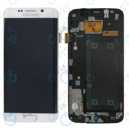 Samsung Galaxy S6 Edge G925F - Ecran LCD + Sticlă Tactilă + Ramă (White Pearl) - GH97-17162B, GH97-17317B, GH97-17334B Genuine Service Pack