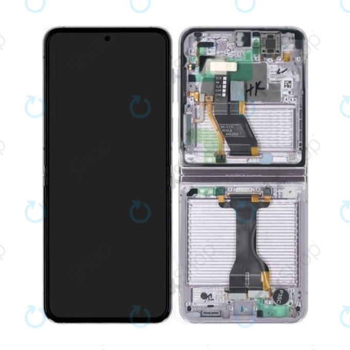 Samsung Galaxy Z Flip 5 F731B - Ecran LCD + Sticlă Tactilă + Ramă (Lavender) - GH82-31828C, GH82-31827C Genuine Service Pack