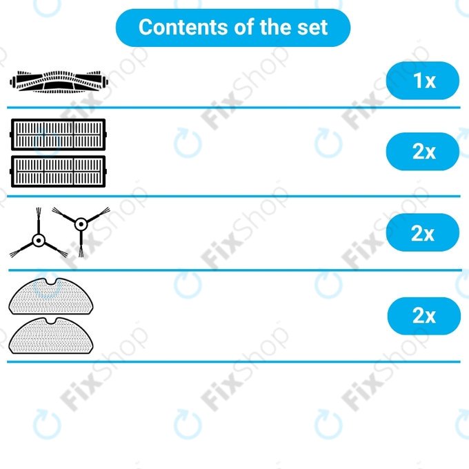 Set de piese de schimb pentru Sencor SRV9250, 9200, 8250, 6250, 4200 (1x Perie principală, 2x Filter, 2x Perie laterală, 2x Mop)