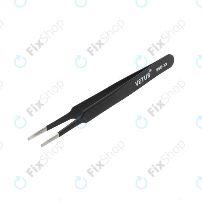 Vetus ESD-13 - Pensetă metalică antistatică cu vârf plat (115 mm)