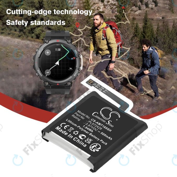 Baterie pentru Amazfit T-Rex 2, A2169, A2170, 500mAh, Li-Pol, 3.87V, PL572428, HQ