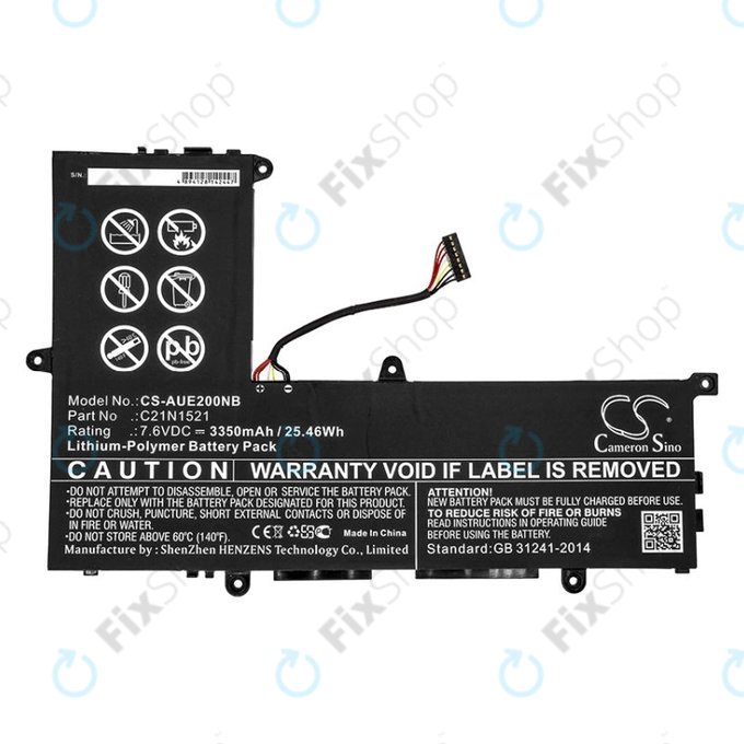 Baterie pentru Asus VivoBook E200, L200, Eeebook X206, 3350mAh, Li-Pol, 7.6V, C21N1521, HQ