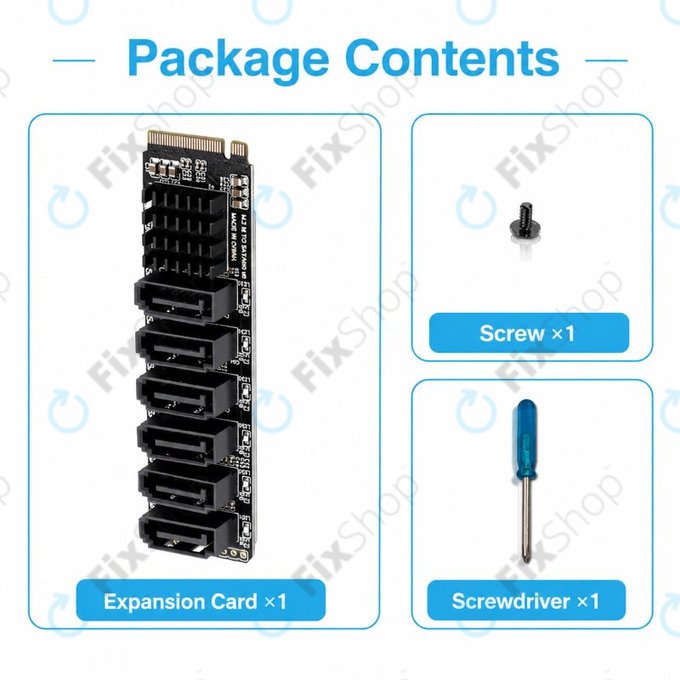 Placă de extensie M.2 NVMe cu 6 porturi SATA III
