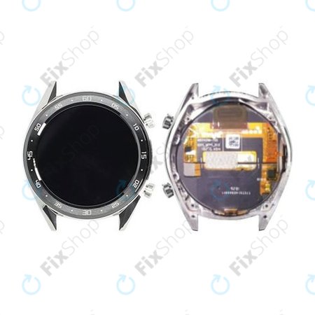 Huawei Watch GT Sport Fortupe B19S - Ecran LCD + Sticlă Tactilă + Ramă (Silver) - 02352GXS Genuine Service Pack