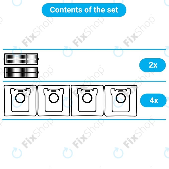 Set de piese de schimb pentru BOSCH GAS 25 (2x Filter, 4x Sac de praf)