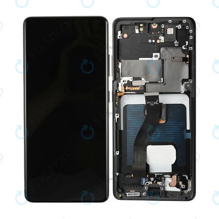 Samsung Galaxy S21 Ultra G998B - Ecran LCD + Sticlă Tactilă + Ramă (Phantom Black) TFT