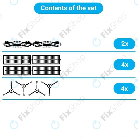 Set de piese de schimb pentru Xiaomi Viomi Alpha 2 PRO, V5 PRO, V5 (2x Perii principale, 4x Filtre, 4x Perii laterale)