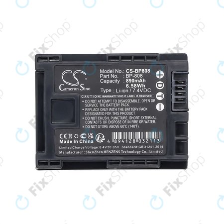 Baterie pentru Canon FS10, FS11, FS100, 890mAh, Li-Ion, 7.4V, BP-808, HQ