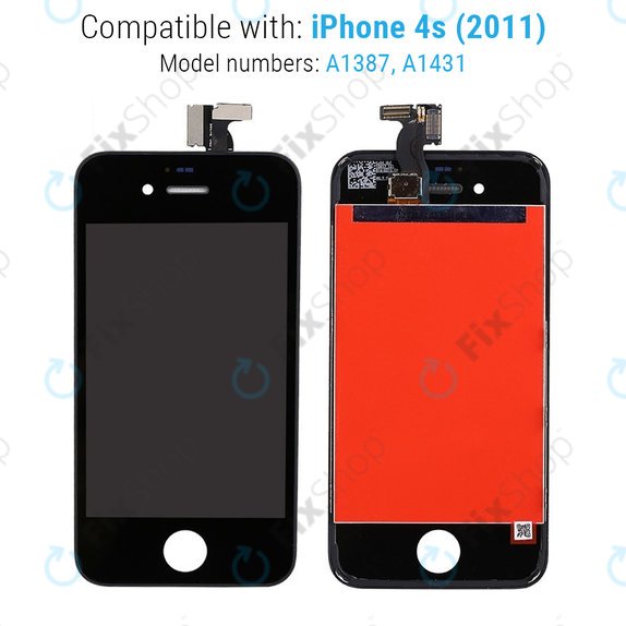 Ecran pentru iPhone 4S, Black, Sticlă tactilă cu ramă