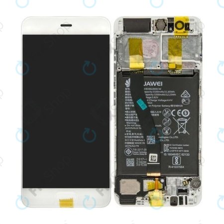 Huawei P10 - Ecran LCD + Sticlă Tactilă + Ramă + Baterie (Mystic Silver) - 02351DQN, 02351GVS, 02351ENH Genuine Service Pack