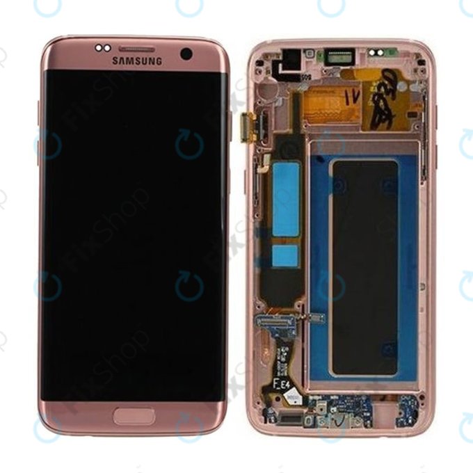 Samsung Galaxy S7 Edge G935F - Ecran LCD + Sticlă Tactilă + Ramă (Pink Gold) - GH97-18533E, GH97-18594E, GH97-18767E Genuine Service Pack