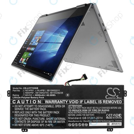 Încărcător pentru Lenovo Yoga 720-13, 730-13, 6000mAh, Li-Pol, 7.68V, L16L4PB1, HQ