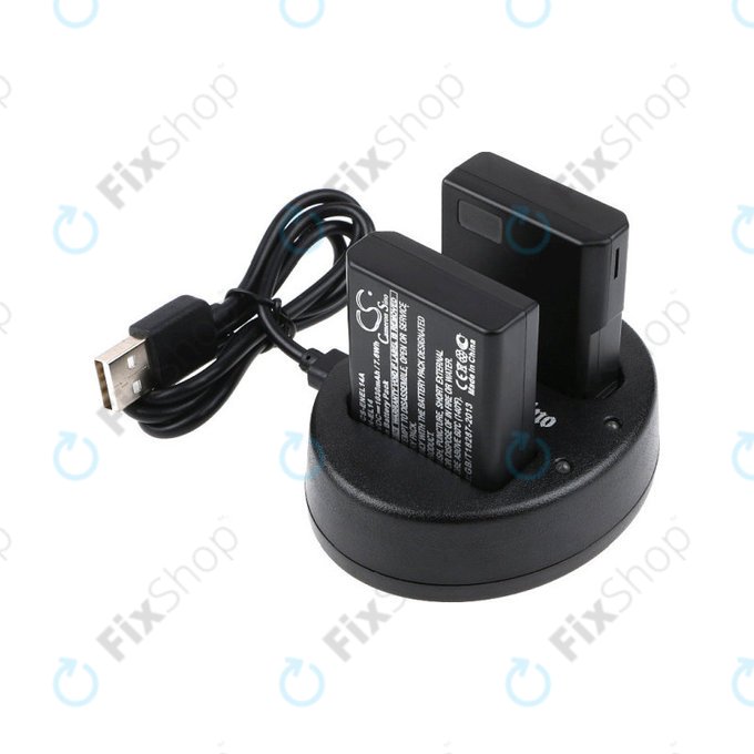 2 baterii cu încărcător pentruNikon Coolpix P7000, P7700, D3100, D3200, D5100, 1030mAh, Li-Ion, 7.4V, EN-EL14, HQ