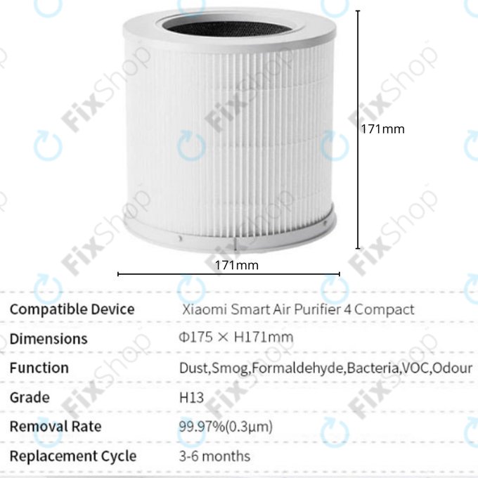 Xiaomi Smart Air Purifier 4 Compact - Filtru HEPA (Carbon activ) (White)