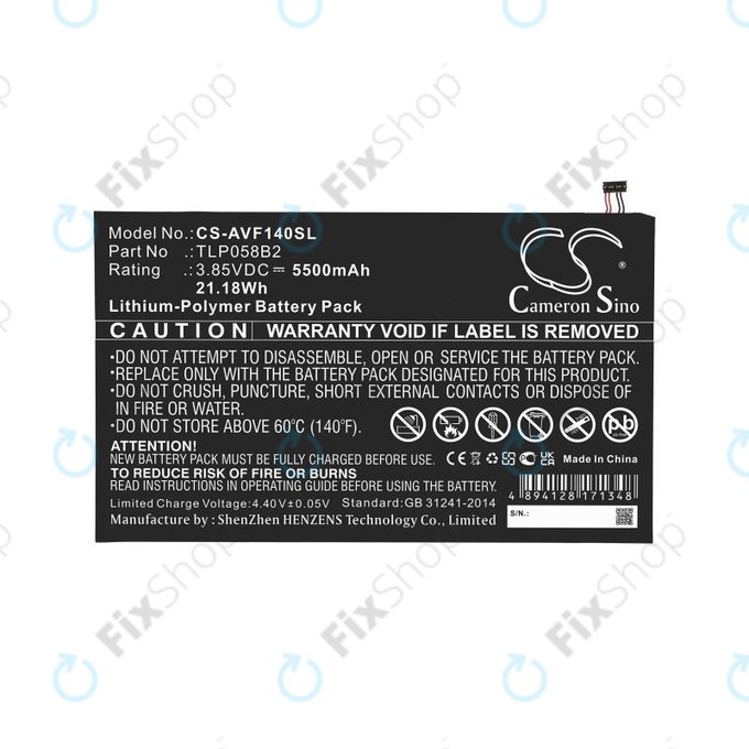 Baterie pentru Vodafone Tab Prime 7, 5500mAh, Li-Pol, 3.85V, TLP058B2, HQ