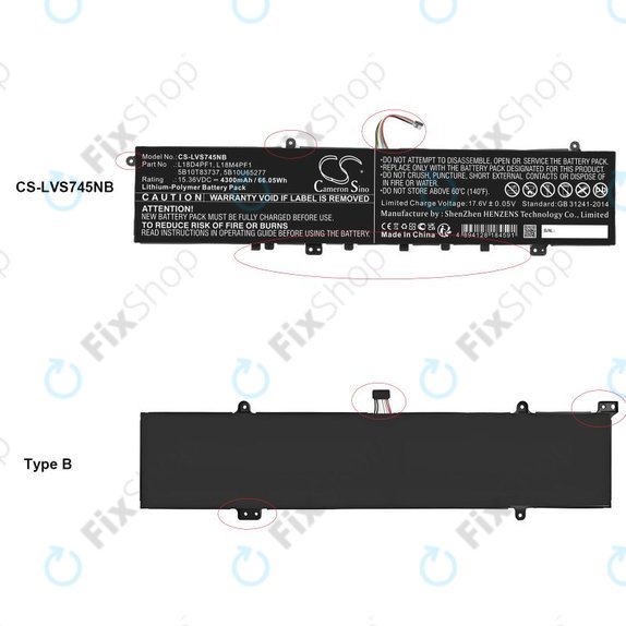 Baterie pentru Lenovo Yoga, 4300mAh, Li-Pol, 15.36V, L18D4PF1, HQ