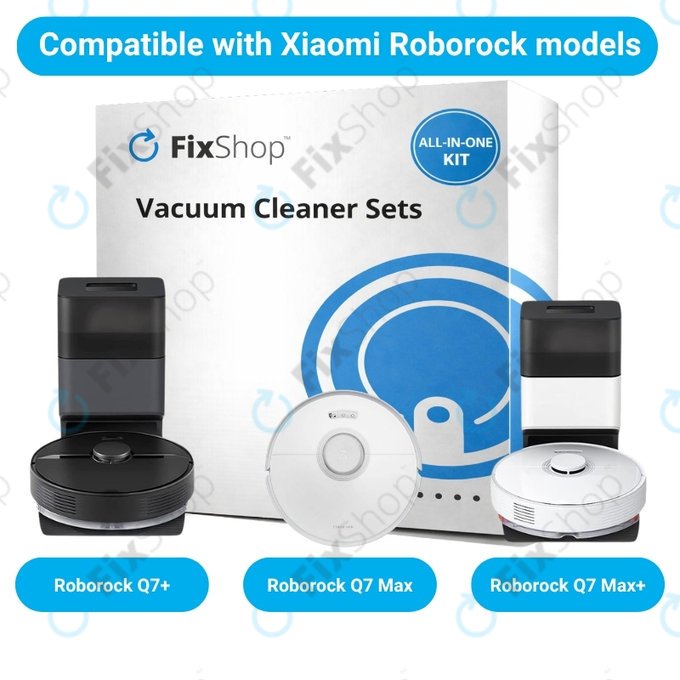Set de piese de schimb pentru Xiaomi Roborock Q7+, Q7 Max, Q7 Max+ (2x Perie principală, 4x Filter, 4x Perie laterală – albă)