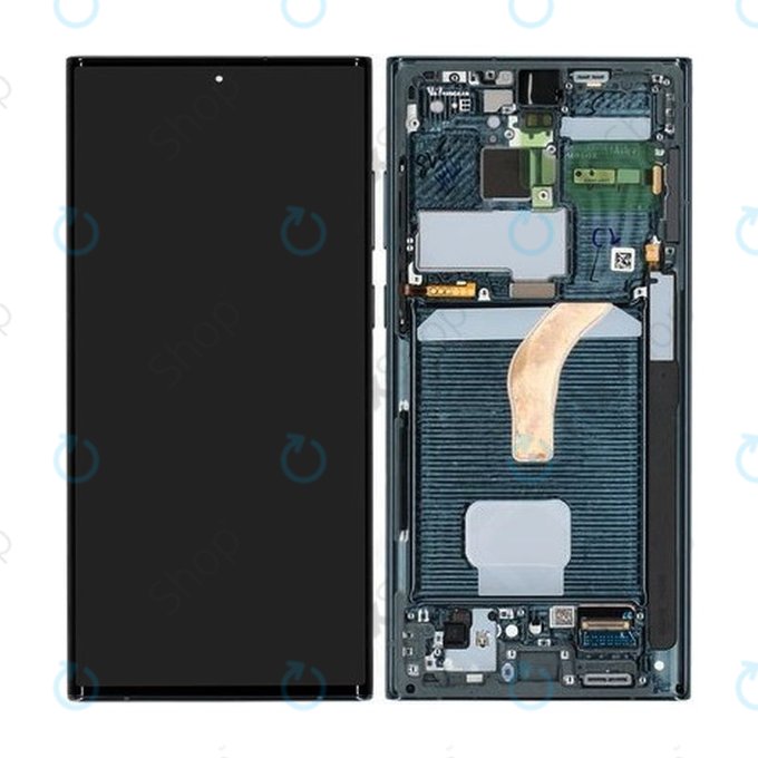 Samsung Galaxy S22 Ultra S908B - Ecran LCD + Sticlă Tactilă + Ramă (Green) - GH82-27489D, GH82-27488D Genuine Service Pack