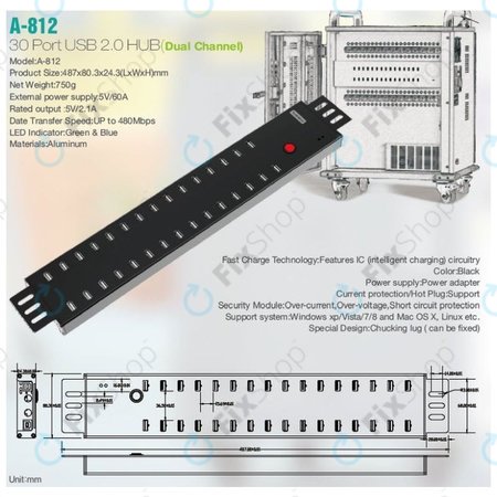 Sipolar A-812 - HUB USB 2.0 cu 30 porturi