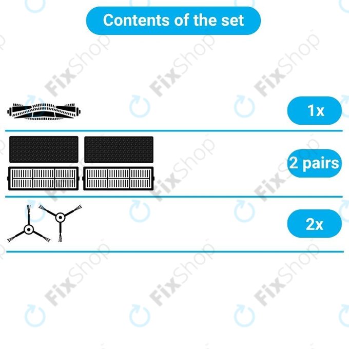 Set de piese de schimb pentru Xiaomi Viomi S9, Proscenic M7 Pro, M7 Max, M8 Pro (1x Perie principală, 2x Filter, 2x Perie laterală)