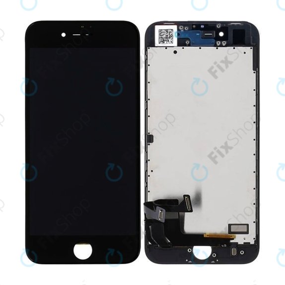 Ecran In-Cell pentru iPhone 8, SE (2020), SE (2022), Black, Sticlă tactilă cu ramă, FixPremium