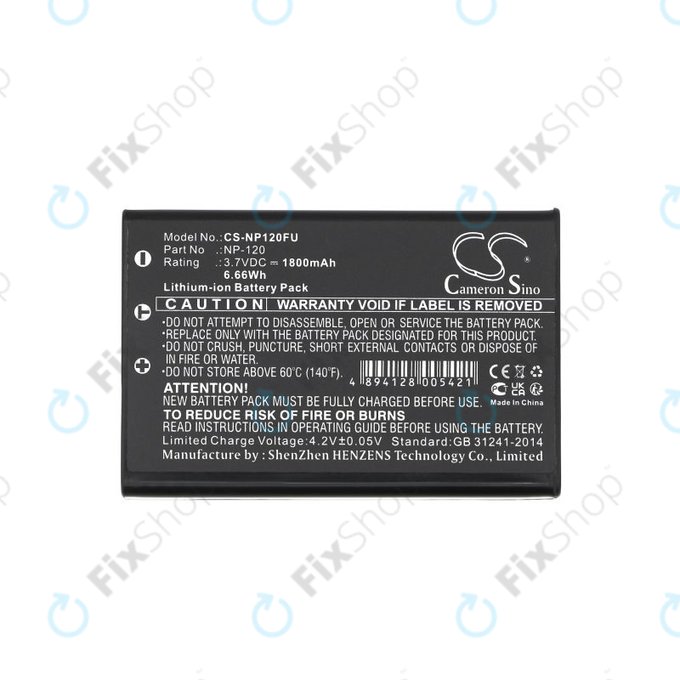 Baterie pentru Toshiba Camileo H30, FujiFilm NP-120, 1800mAh, Li-Ion, 3.7V, PX1657, HQ