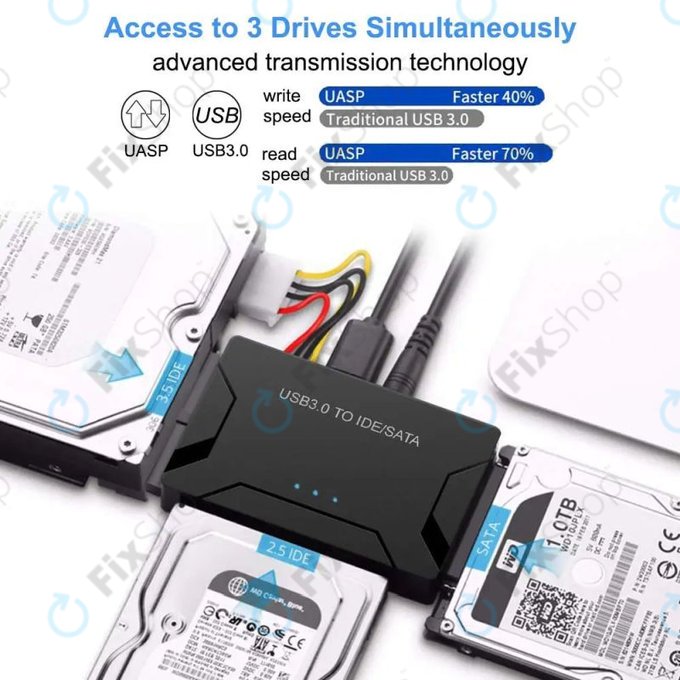 Adaptor USB 3.0 la SATA / IDE pentru HDD/SSD de 2.5" și 3.5" și unități optice