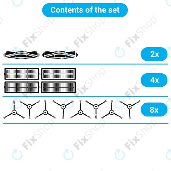 Set de piese de schimb pentru Rowenta Explorer s60 (2x Perie principală, 4x Filter, 8x Perie laterală)