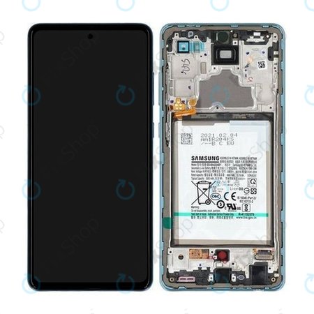 Samsung Galaxy A72 A725F, A726B - Ecran LCD + Sticlă Tactilă + Ramă + Baterie (Awesome Blue) - GH82-25541B, GH82-25542B Genuine Service Pack