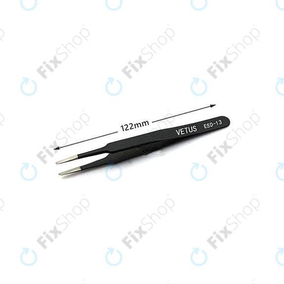 Vetus ESD-13 - Pensetă metalică antistatică cu vârf plat (115 mm)