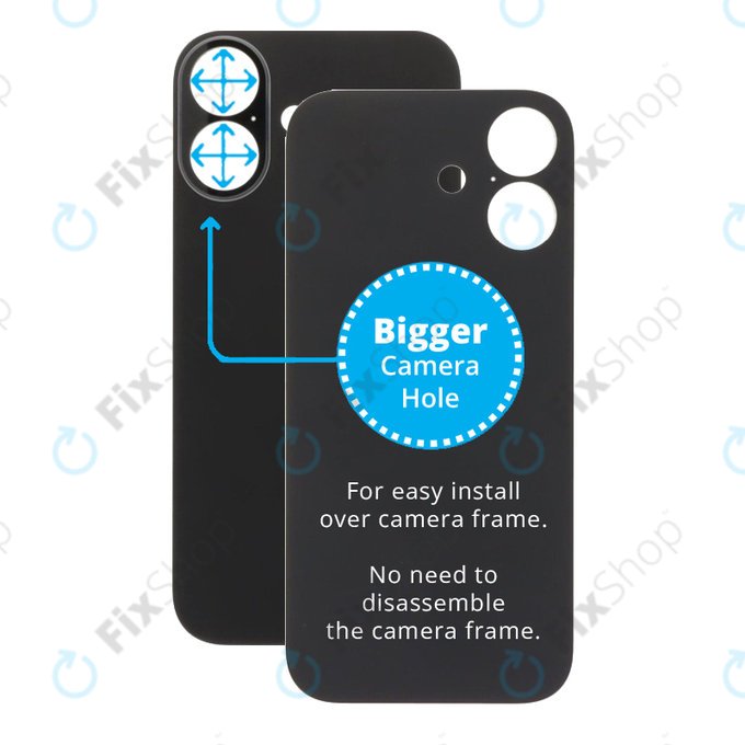 Apple iPhone 17 - Sticlă Carcasă Spate cu Orificiu Mărit pentru Cameră (Black)