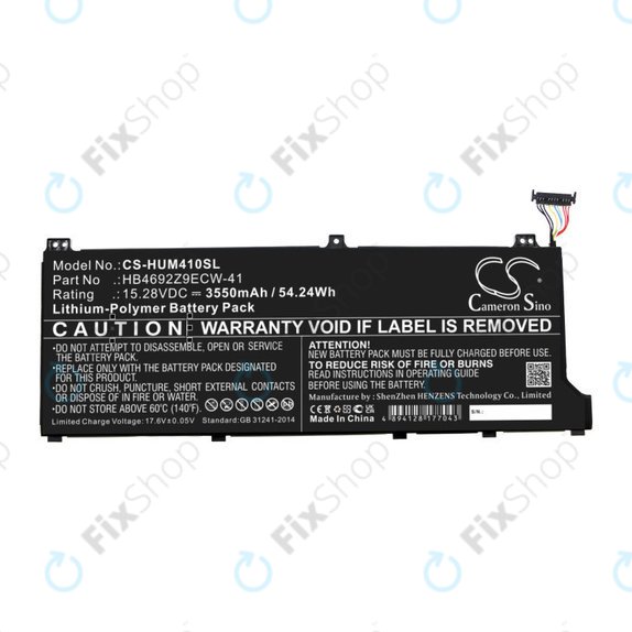 Baterie pentru Honor MagicBook 14, Huawei MateBook D14, MediaPad D14, MagicBook 14, 3550mAh, Li-Pol, 15.28V, HB4692Z9ECW-41, HQ