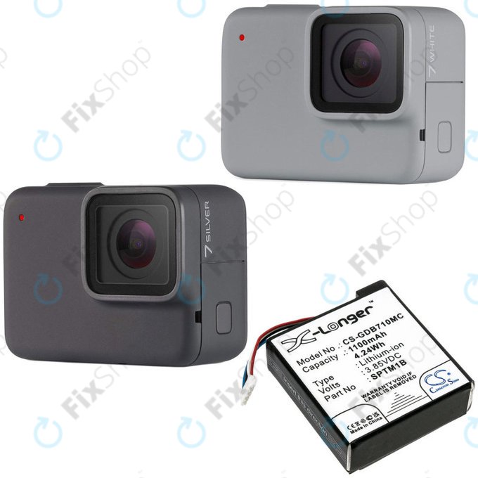 Baterie pentru Gopro Hero 7 Silver, White, 1100mAh, Li-Ion, 3.85V, SPTM1B, HQ