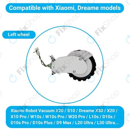 Xiaomi Robot Vacuum X20, S10, Dreame X30, X20, X10 Pro - Roată cu Motor (Stânga) (Alb)