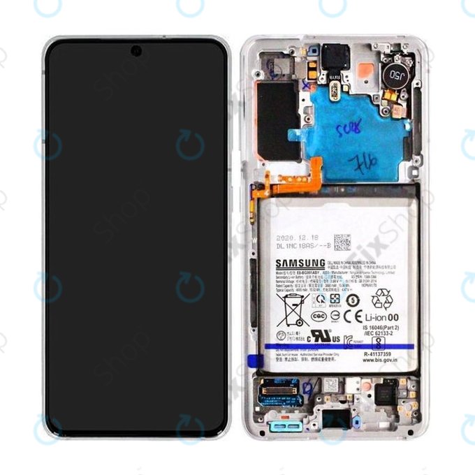 Samsung Galaxy S21 G991B - Ecran LCD + Sticlă Tactilă + Ramă + Baterie (Phantom White) - GH82-24716C, GH82-24718C Genuine Service Pack