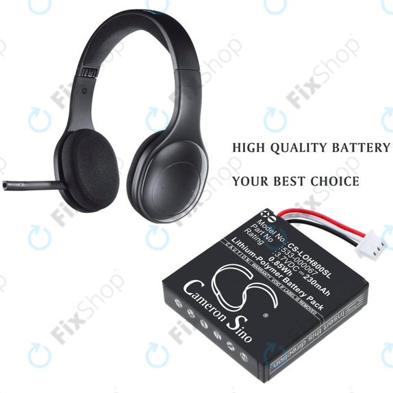 Baterie pentru Logitech H800, 230mAh, Li-Pol, 3.7V, 533-000067, HQ