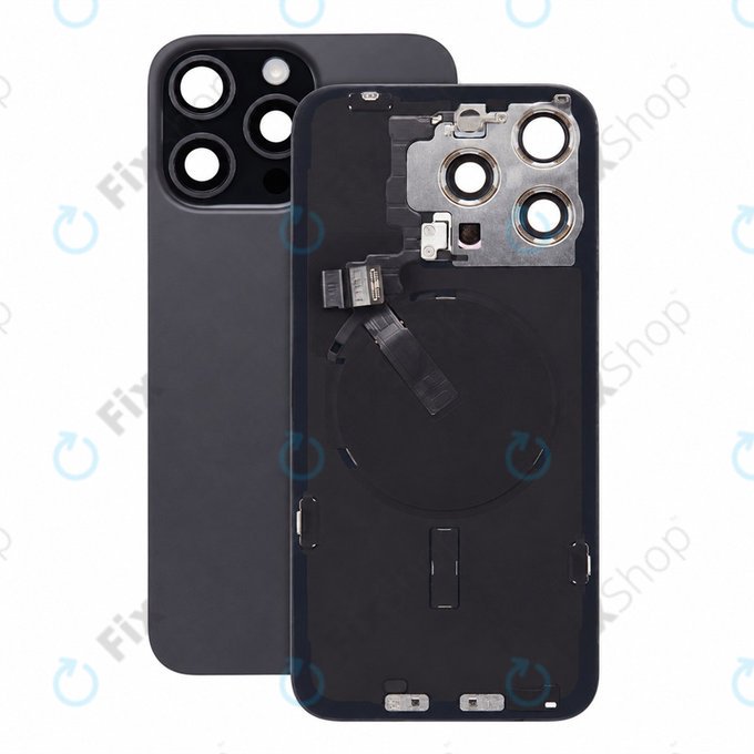 Sticlă carcasă spate pentru iPhone 15 Pro Max, Black Titanium, Pulled A