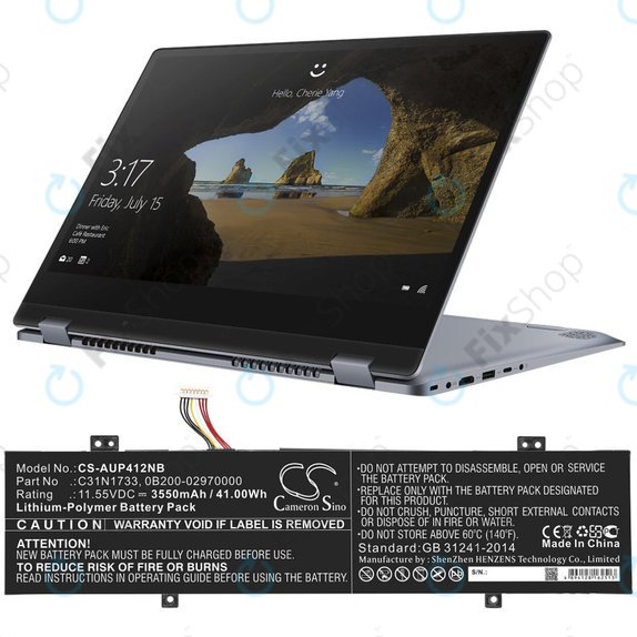 Baterie pentru Asus VivoBook Flip 14 Tp412fa/ua, 3550mAh, Li-Pol, 11.55V, C31N1733, HQ