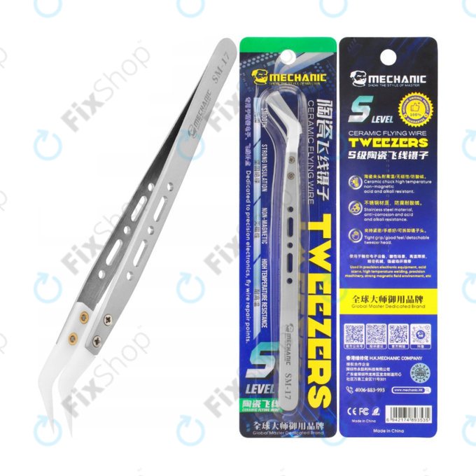 Pensetă ceramică rezistentă la căldură cu vârf îndoit, Mechanic SM-17