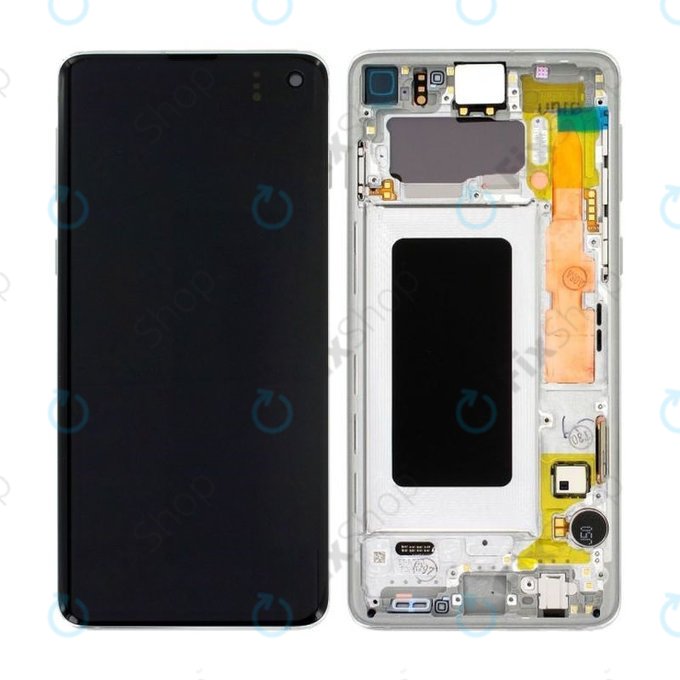 Samsung Galaxy S10 G973F - Ecran LCD + Sticlă Tactilă + Ramă (Prism White) - GH82-18850B, GH82-18835B Genuine Service Pack