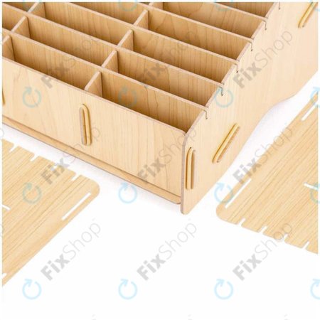 Suport / Organizator universal din lemn pentru telefoane cu 24 de compartimente