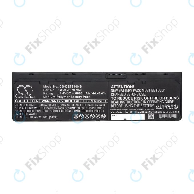 Baterie pentru Dell Latitude E7240, 7250, 12, 6000mAh, Li-Pol, 7.4V, VFV59, HQ