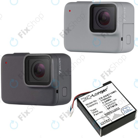Baterie pentru Gopro Hero 7 Silver, White, 1100mAh, Li-Ion, 3.85V, SPTM1B, HQ